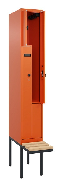 C+P Z-Spind Evolo PLUS, Bank, 2 Fächer, 2120x300x815mm, 2004/2004, Drehriegel, Sitzfläche Holz, 0490437-102 S10024