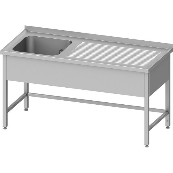 Stalgast Edelstahl Spültisch ohne Grundboden, 1500x600x850 mm, mit einem Becken links, mit Aufkantung, verschweißt, VST15620LA