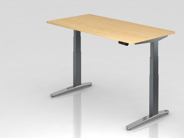 Hammerbacher Sitz-Steh-Schreibtisch elektrisch 160x80cm Ahorn/Graphit, poliert, Rechteckform, VXBHM16/3/GC