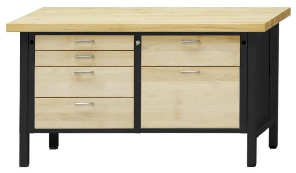 ANKE Werkbänke Kastenwerkbank; 1500x700x890mm; Buche-Massiv-Platte 40mm; Links 4 Schubladen 90, 90, 180, 180mm; Rechts 2 Schubladen 180, 360 mm, 312.029