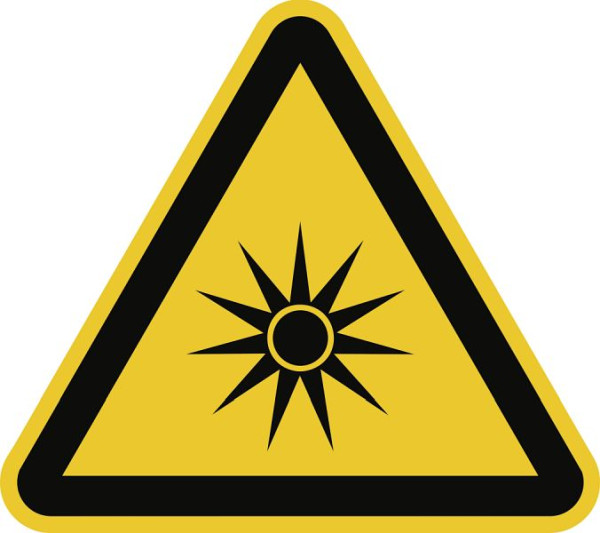 Moedel Warnung vor optischer Strahlung ISO 7010, Folie, 100 mm Seitenlänge, 59667