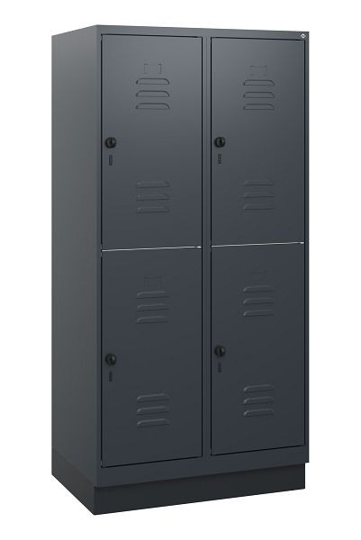 C+P Doppelstöckiger Spind Classic PLUS, Sockel, 2 Abteile, 1630x800x500mm, 7016/7016, Drehriegel, 0803205-22 S10012