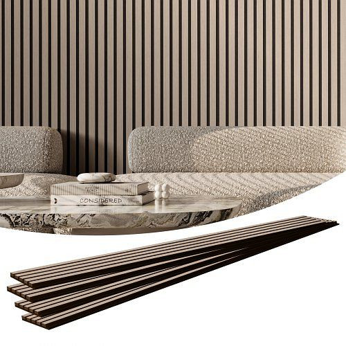 VEVOR Akustikpaneele, 2400 x 200 x 21 mm, MDF-Holzwandpaneele zur Geräuschreduzierung, 4er-Set, FHXWBTQBYML7LX06FV0