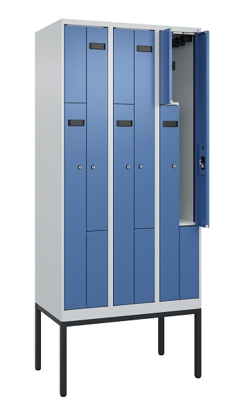 C+P Z-Spind Evolo PLUS, Gestell, 6 Fächer, 2120x900x500mm, 7035/5023, Zylinderschloss, 0490337-306 S10041