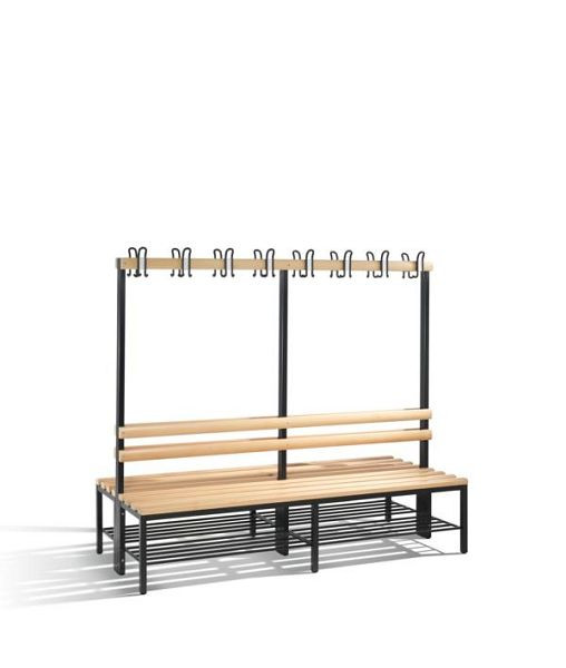 C+P Garderobenbank 2-seitig, H1650xB1960xT750 mm, Schwarzgrau, 8052-210 S10057