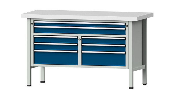 ANKE Werkbänke Kastenwerkbank, Modell 259 V, 1500 x 700 x 900 mm, RAL 7035/5010, KSP 50 mm, 304.151