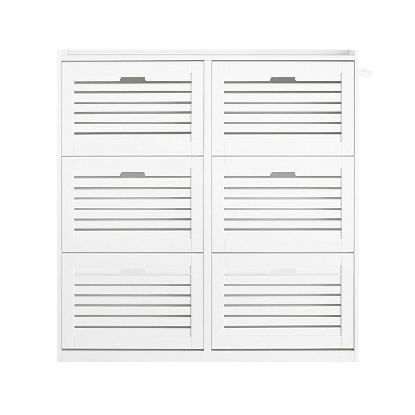 SoBuy Schuhschrank mit 6 Türen Weiß 115x30x112 cm, Modern, FSR145-W