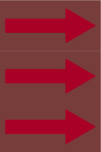 Schilder Klar Fließrichtungspfeile gemäß DIN 2403, braun/rot, 33000x50 mm, 129317/00