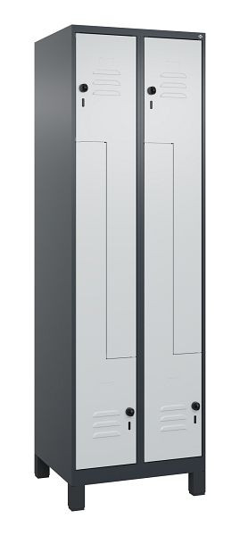 C+P Z-Spind Classic PLUS, C Z-Spind, Classic PLUS, Füße, 4 Abteile, 1950x600x500mm, 7016/7035, Drehriegel, 080013-204 S10013