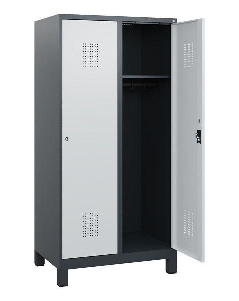 C+P Spind Evolo PLUS, Füße, 2 Abteile, 1630x800x500mm, 7016/7035, Zylinderschloss, 0490105-22 S10044