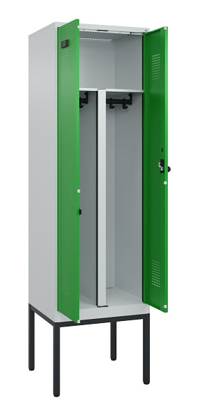 C+P PSA Doppel-Spind Evolo PLUS, Gestell, 2 Abteile, 2120x600x500mm, 7035/6037, Drehriegel, 0490327-20P S10011