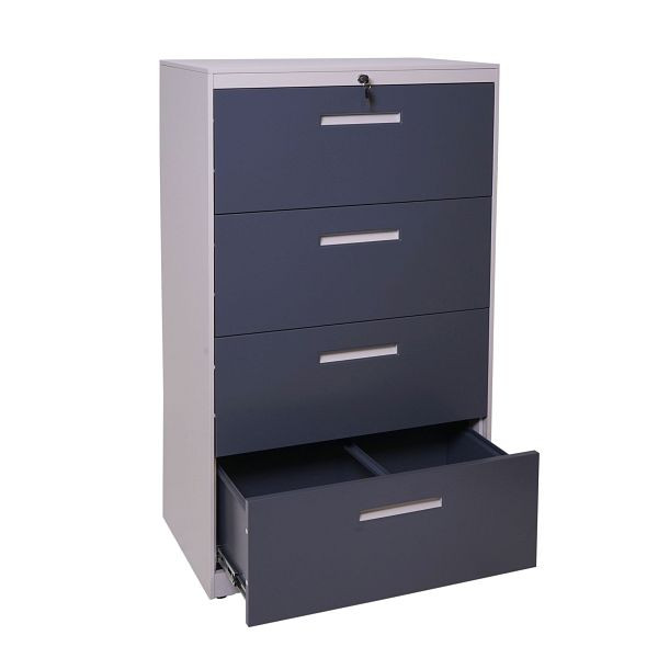 Mendler Hängeregisterschrank HWC-A10, Aktenschrank Büroschrank Stahlschrank, A4 abschließbar, 132x76x46cm grau-dunkelgrau, 72646+72647