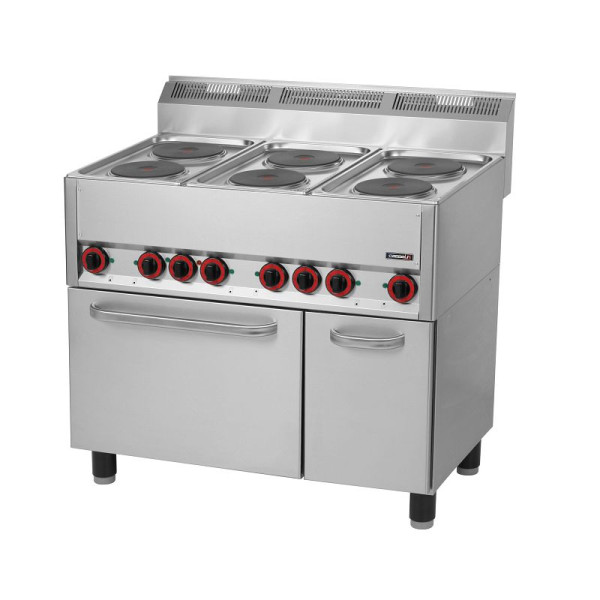 Casselin Elektroherd mit 6 Kochstellen und belüftetem Elektrobackofen GN 1/1 99 - Linie 600, C6FOE6FFEV99