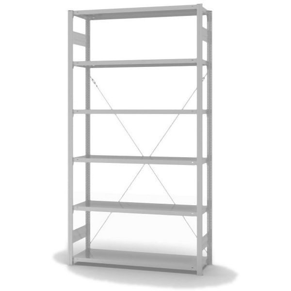 hofe Grundregal, zerlegt, 6 Böden 2500 x 400 x 1300 mm, lichtgrau ähnlich RAL 7035 ableitfähig kunststoffbeschichtet, HKG25413ESD