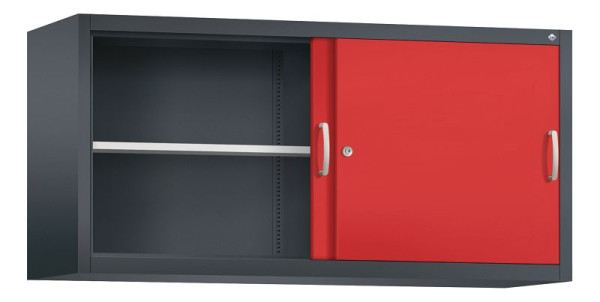 C+P Aufsatzschrank Acurado, H790xB1600xT500mm, Farbe: Schwarzgrau / feuerrot, Bügelgriff, 2 OH, 2155-00 S10076