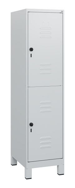 C+P Doppelstöckiger Spind Classic PLUS, Füße, 1630x400x500mm, 7035/7035, Drehriegel, 0803105-12 S10009