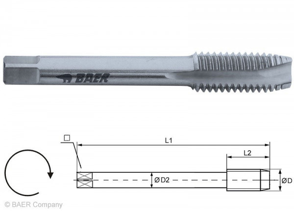 BAER HSSG Einschnittgewindebohrer Form B - M 27 x 3,0, 110201017