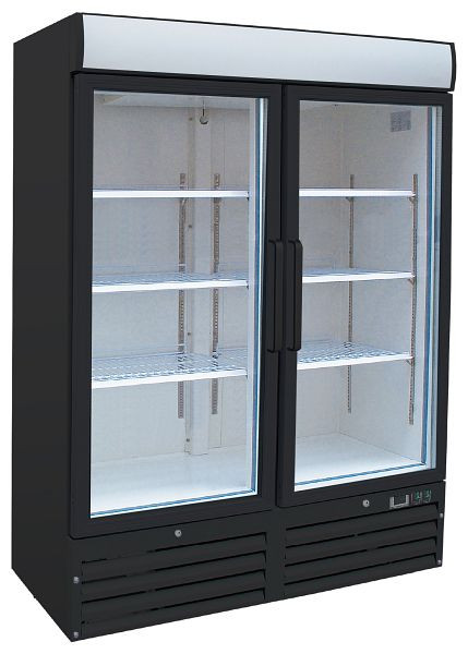 Gastro-Inox Display-Gefrierschränk aus schwarzem Stahl 1200 Liter, Umluftkühlung, 204.223
