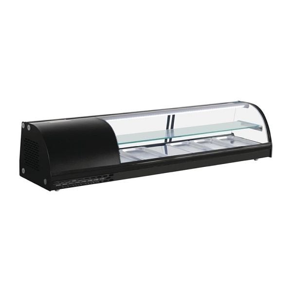 Polar Serie G Kühlvitrine für Tapas 150cm, Kapazität: 5x GN 1/3, schwarz, DA540