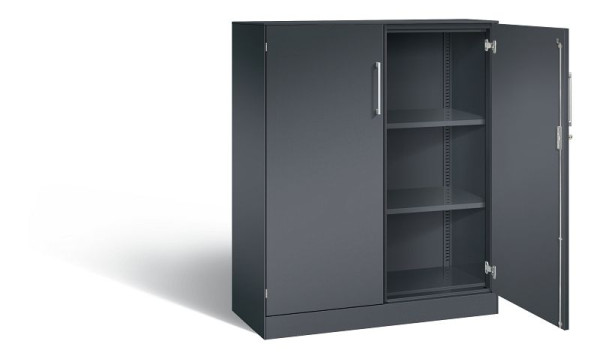 C+P Flügeltürenschrank Asisto, H1310xB1000xT435mm, Farbe: Schwarzgrau, Bügelgriff, 3 OH, 141032-000 S10154