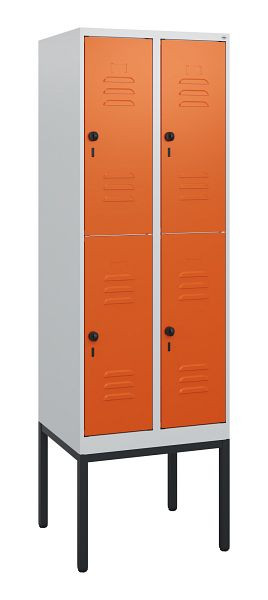 C+P Doppelstöckiger Spind Classic PLUS, Gestell, 2 Abteile, 1950x600x500mm, 7035/2004, Drehriegel, 0803305-20 S10060