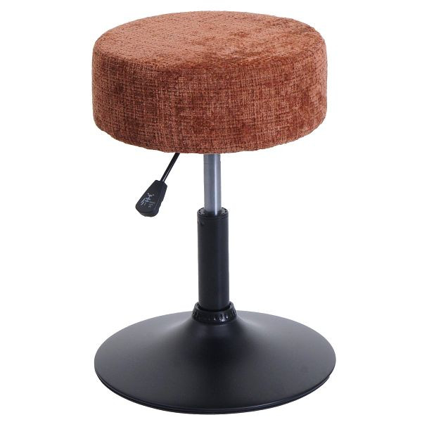 Mendler Hocker HWC-C22, Sitzhocker Schminkhocker, höhenverstellbar drehbar Ø 37cm Stoff Chenille (465g/m²) FSC®, terrakotta, 108827