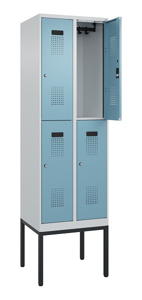 C+P Doppelstock-Spind Evolo PLUS, Gestell, 4 Fächer, 2120x600x500mm, 7035/0010, Zylinderschloss, 0493307-20 S10036