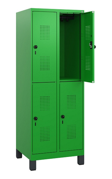 C+P Doppelstöckiger Spind Evolo PLUS, Füße, 4 Fächer, 1630x600x500mm, 6037/6037, Drehriegel, 0493105-20 S10036