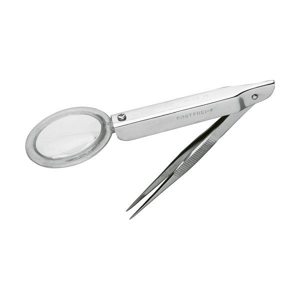 WERO Splitterpinzette mit Lupe, 9 cm, rostfrei, 250075