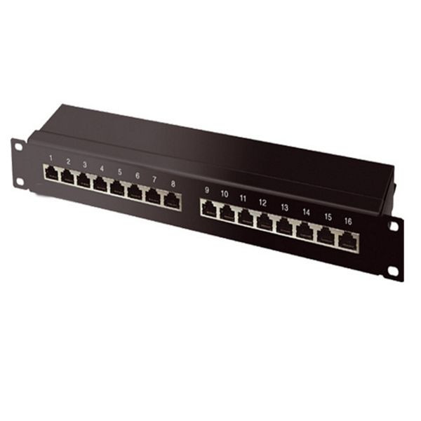 S-Conn cat 6A 19" 1HE-Patchpanel, schwarz, 16 Port, 75068