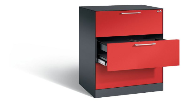 C+P Hängeregistraturschrank Asisto, H1010xB800xT600mm, Farbe: Schwarzgrau / feuerrot, Bügelgriff, 146243-312 S10185