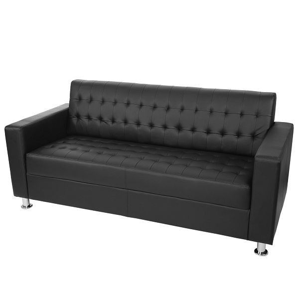 Mendler 3er Sofa Kunda, Couch Loungesofa, Kunstleder, Metall-Füße 180cm, schwarz, 51649+51650+51651