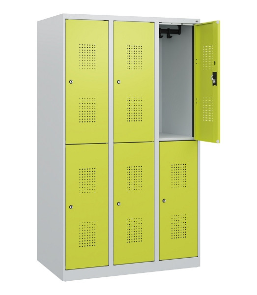 C+P Doppelstöckiger Spind Evolo PLUS, 6 Fächer, 1530x900x500mm, 7035/0024, Zylinderschloss, 0493005-30 S10042