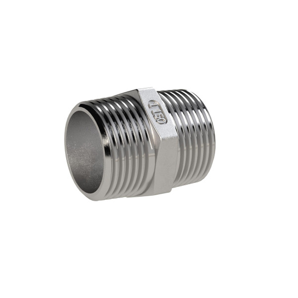 Riegler Doppelgewindenippel, R 1/8, AG, SW 12, ES 1.4408, 118228