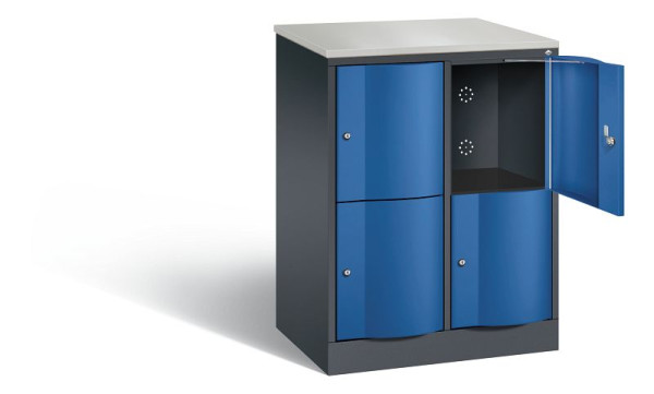 C+P Schließfachschrank Resisto, H1077xB772xT540mm, Farbe: Schwarzgrau / Enzianblau, 8472-272 S10071