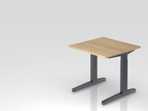 Hammerbacher Schreibtisch C-Fuß 80x80cm Eiche/Graphit, Rechteckform, VXB08/E/GG