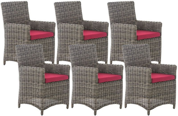 CLP 6er Set Stuhl Fontana / Sankt Marlo Rubinrot 5mm, grau-meliert, 328275