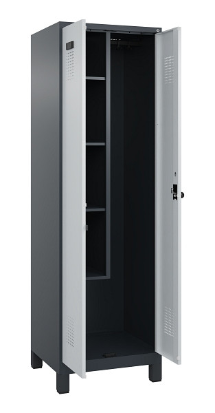 C+P Putzmittel-Spind Evolo PLUS, mit Füßen, 2 Abteile, 1950x600x500mm, 7016/703, Drehriegel, 049110-00 S10017