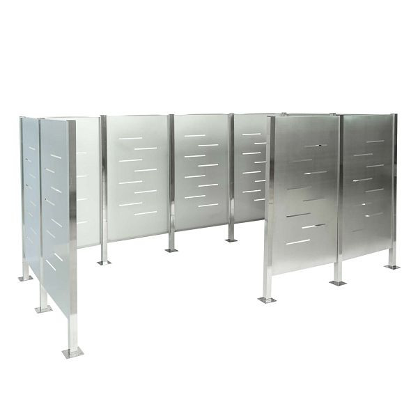 Mendler Mülltonnen-Zaun HWC-J55, Mülltonnenverkleidung Mülltonnenaufbewahrung, 151x326x166 Metall, Edelstahl, 81203+81204+81205+81285