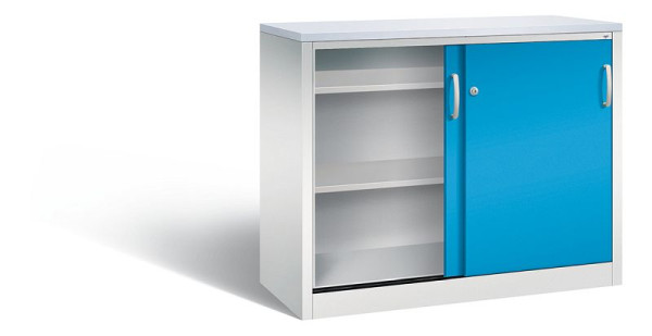 C+P Sideboard mit Schiebetüren Acurado, H1000xB1200xT500mm, Farbe: Lichtgrau / Lichtblau, Bügelgriff, 2056-00 S10107