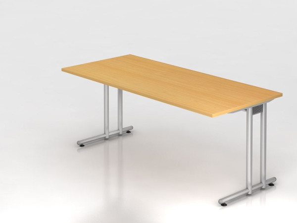 Hammerbacher Schreibtisch C-Fuß 180x80cm Buche/Silber, Arbeitshöhe 72 cm, VNS19/6/S
