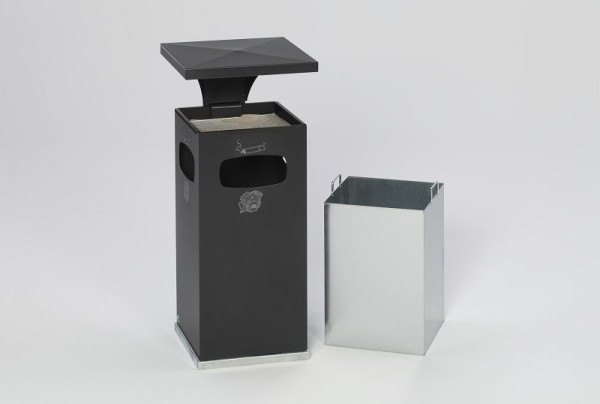 VAR Abfallsammler/Ascher B 32 mit Schutzdach inkl. Inneneinsatz, anthrazit, 12142