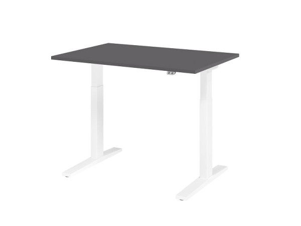 Hammerbacher Schreibtisch XMKA12, 120x80cm Platte: Graphit, 25 mm dick, ABS-Dickkante, Rechteckform, Weiß, VXMKA12/G/W