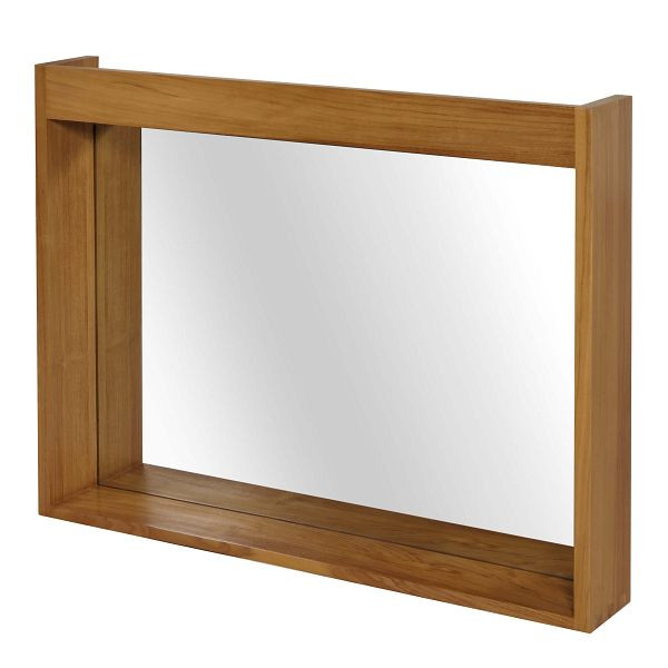 Mendler Teak-Wandspiegel HWC-M75, Badspiegel, Holzrahmen, hochwertiges B-Grade-Teak (Kernholz, 20-30 Jahre), 77x100cm, 104508