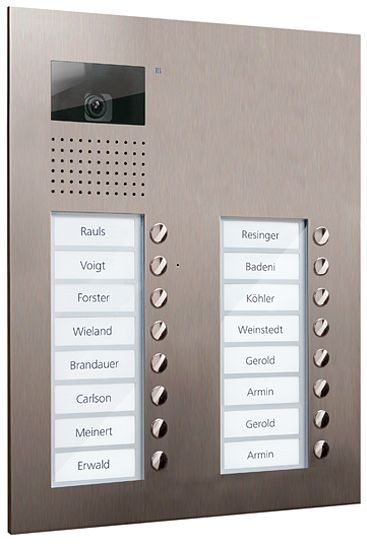 TCS Video Außenstation Serie AVU mit 16 Klingeltasten (rechtsbündig), 2-spaltig, UP Edelstahl, AVU15160-0030