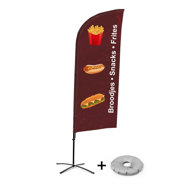 Showdown Displays Beachflag Alu Wind Komplett-Set Snacks Niederländisch Kreuzständer, BFAW310-CB30-WB-I97