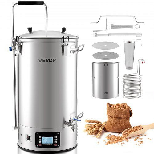 VEVOR Bierbraugerät 60 L, Maischekochgerät mit Rezeptspeicher, Automatik-/Manuellmodus, Bedienfeld & Zirkulationsrohr, FSSPJNJXTTHJ1950B001V2