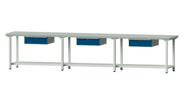 ANKE Werkbänke Arbeitstisch, Modell 103, 4050 x 700 x 850 mm, RAL 7035/5010, ZBP 50 mm, 400.546
