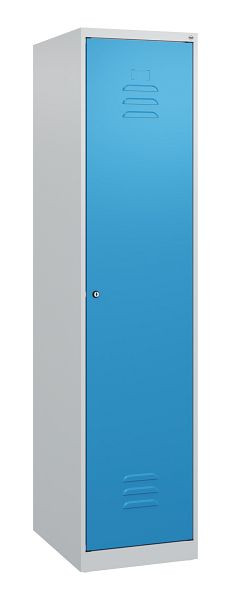 C+P Umkleidespind Classic PLUS mit Mitteltrennwand, 1700x400x500mm, 7035/5012, Zylinderschloss, 0800007-12F S10017