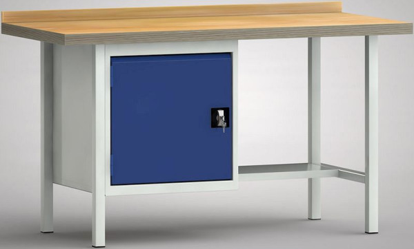 KLW Standard-Werkbank - 1500 x 700 x 840 mm L x T x H, links Türe 500 mm, WS118N-1500M40-X7026